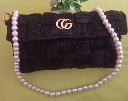 Handmade Organza Ribbon Sling Bag - Black